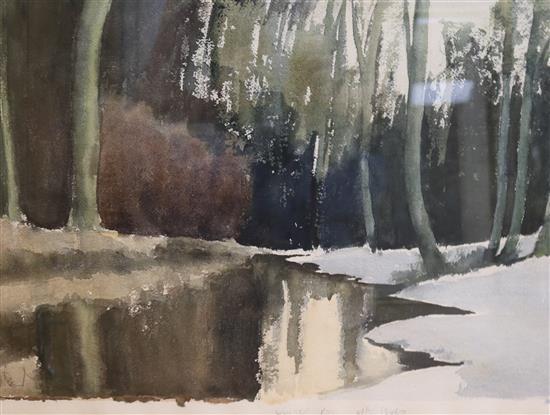 Roland Birch, two watercolours, Venice and Winter Pool, largest 35 x 48cm